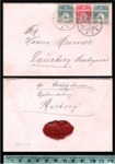 Lille forsendelse med segl på bagsiden sendt fra AALBORG den 28/4-1908 til LAURBJERG Præstegaard. Frimærkerne er ikke i sig slev noget værd men en flot frankering og pænt brev.