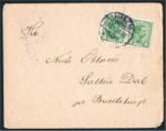 Afsendt den 12.2.1915 fra LAURBJERG til BRÆDSTRUP (stemplet samme dag på bagsiden) Frimærkerne er med Christian X